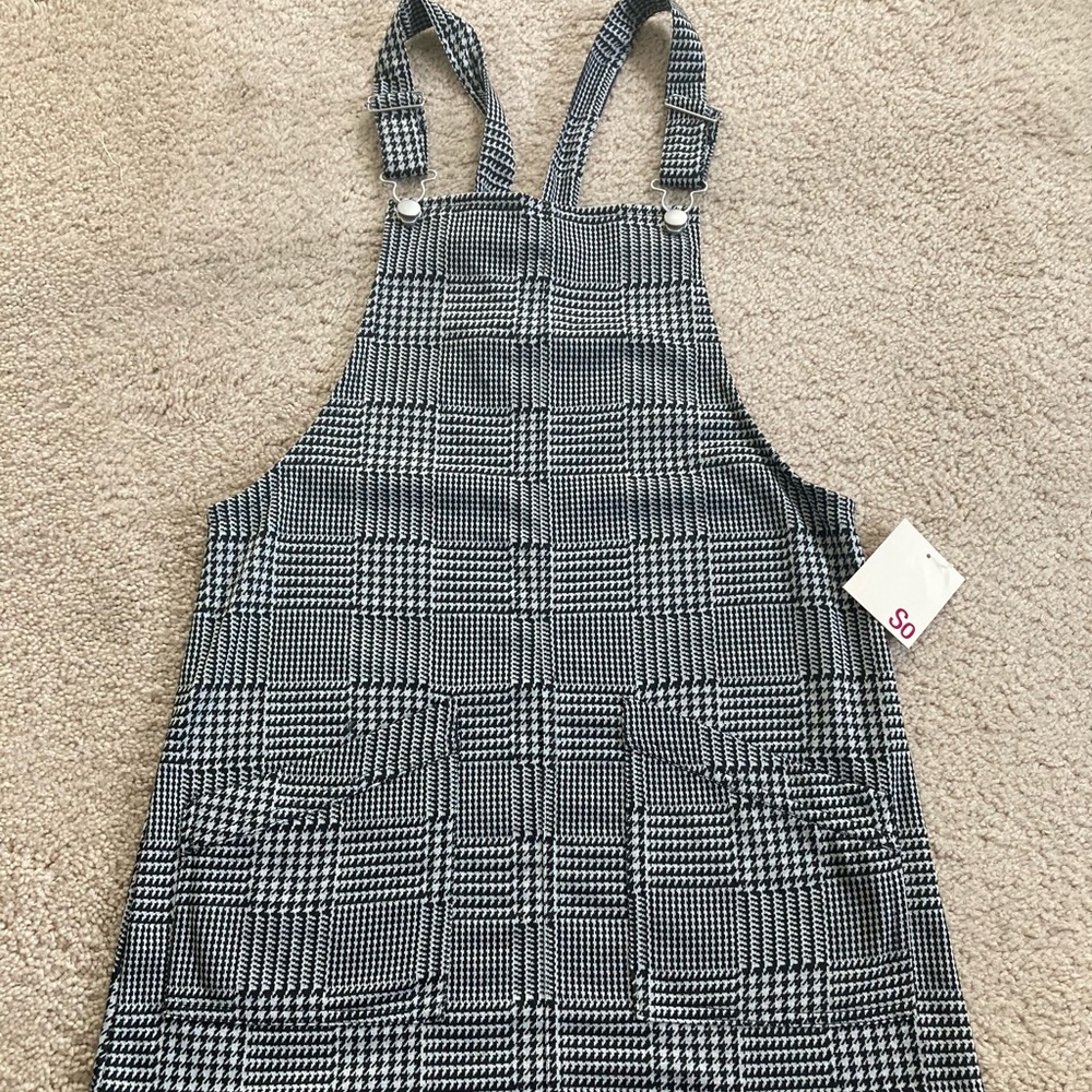 NWT Plaid Overall Jumper Dress
